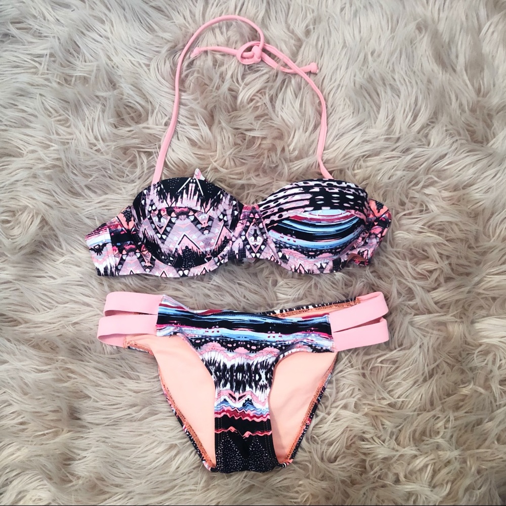 Pink Designed Push-Up Bikini